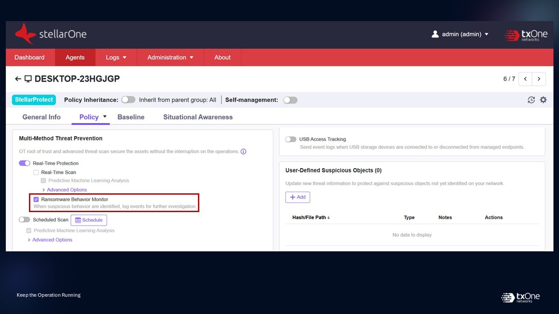Figure 12. Ransomware Behavior Monitor settings
