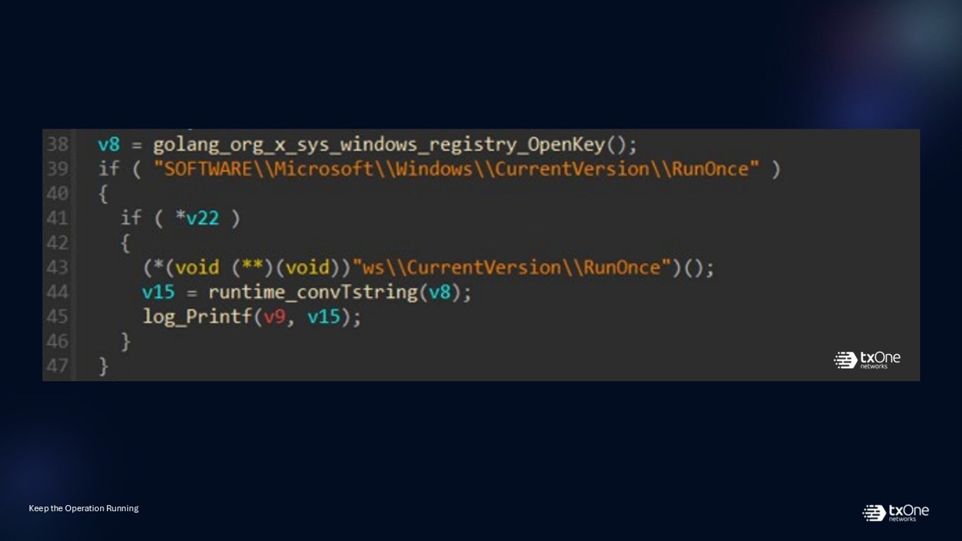 Figure 5. Executes registry modification to create a RunOnce entry